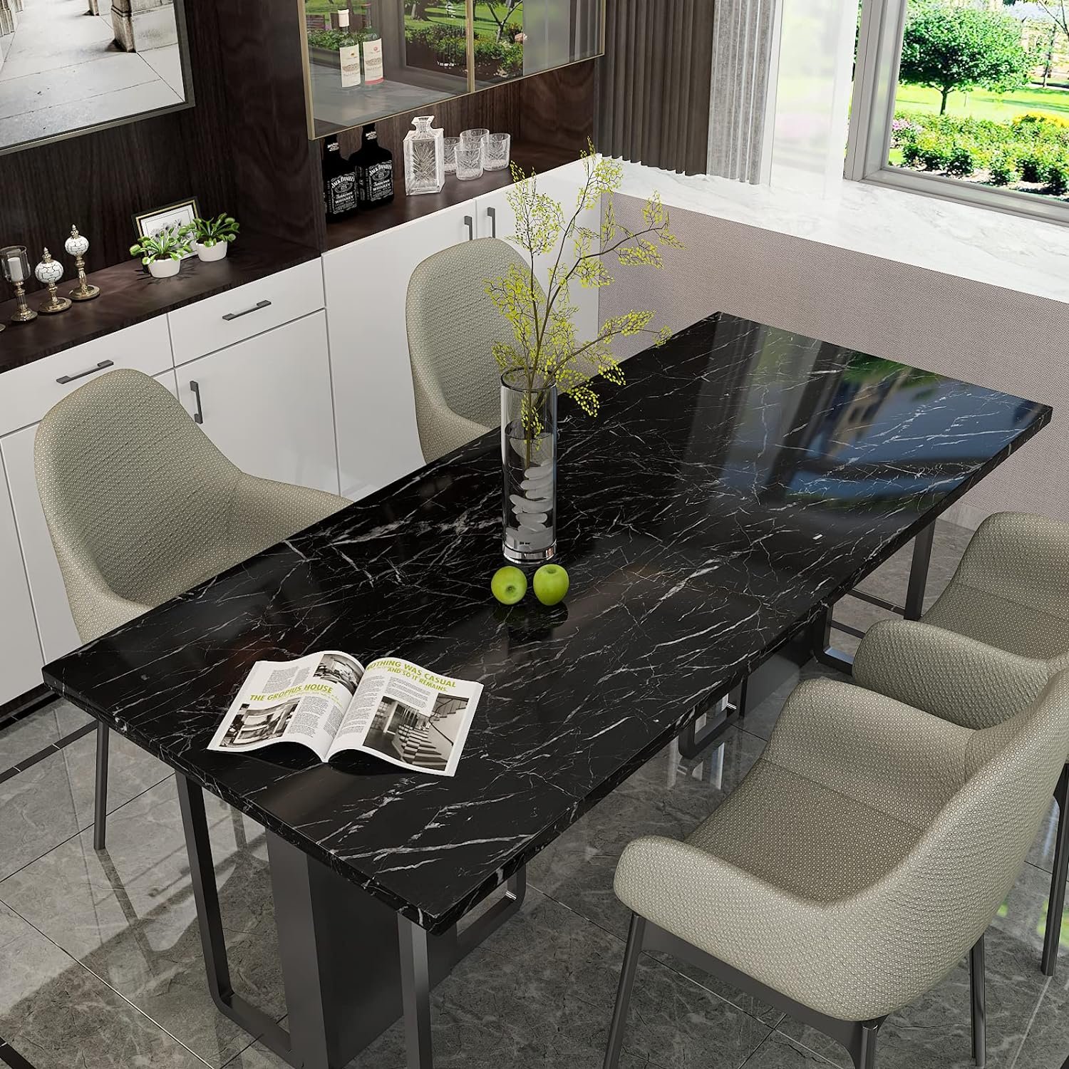 Waterproof Black PVC Vinyl Marble Wallpaper sticker Peel and Stick Self Adhesive Removable Wallpaper for Kitchen