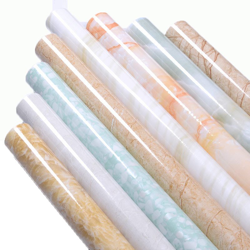 Light Luxury Self Adhesive Wallpaper Removable Glossy Marble Wallpaper for Kitchen Countertop Waterproof and Oil-proof