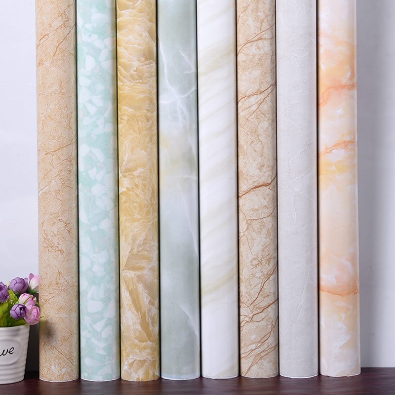 Light Luxury Self Adhesive Wallpaper Removable Glossy Marble Wallpaper for Kitchen Countertop Waterproof and Oil-proof