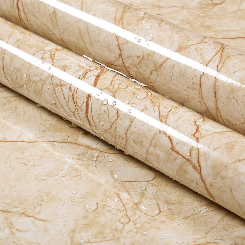 Light Luxury Self Adhesive Wallpaper Removable Glossy Marble Wallpaper for Kitchen Countertop Waterproof and Oil-proof