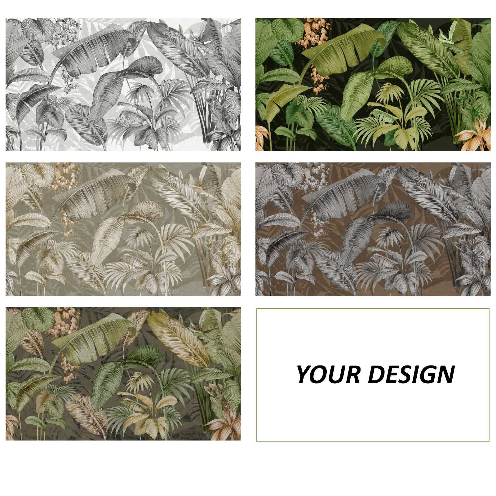 Customized Printing Natural Scenery Green Leaves Flower Floral Tropical Wall paper 3D Mural Wallpaper