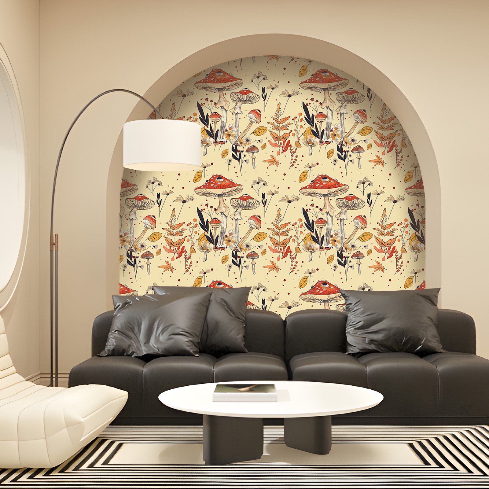 17.32*118.11inch Wall Paper mushroom plant Removable Waterproof Decor Wallpaper Peel and Stick Refurbishment Contact Paper