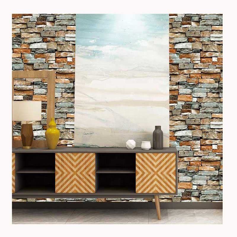 High Quality Waterproof 3D Home Decoration Vinyl Wall Paper Modern PVC Brick Stone Wallpaper for Home Decoration