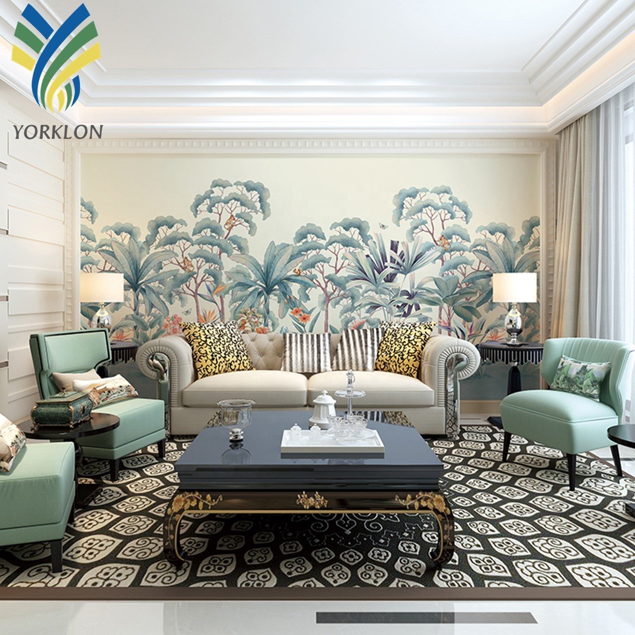Luxury Walls Paper Rolls Nature Waterproof Flower Home Decoration 3D Wood Tropical Mural Wallpaper