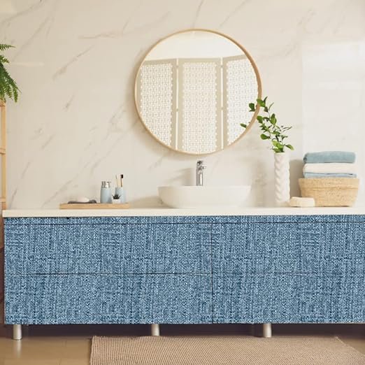 Hot selling Textured Fabric Blue Linen Wallpaper Peel and Stick Self-Adhesive Removable Waterproof Wallpaper for Wall Cabinets