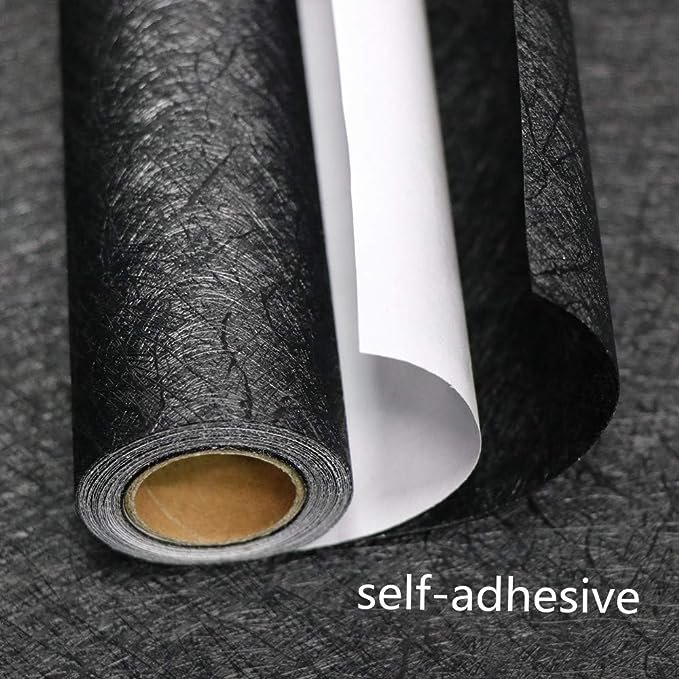 ORON DECO DIY 3D Silk Embossed Modern Design Black Wallpaper Textured Peel Stick Self-Adhesive Vinyl for Bedroom Wall Decor