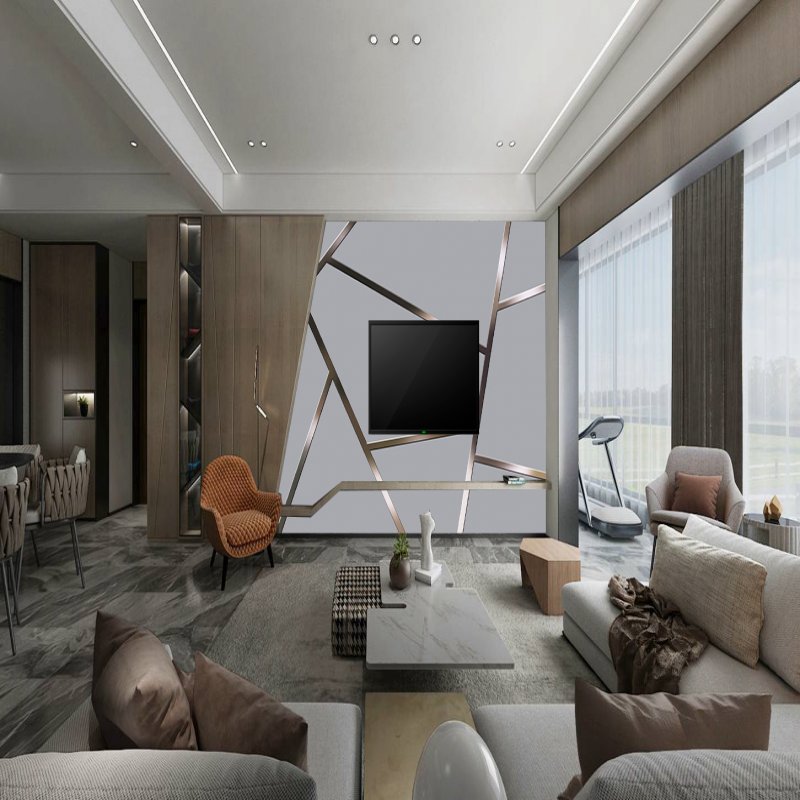 Luxury Modern line waterproof sticker Wall paper pvc grey Wallpaper Rolls