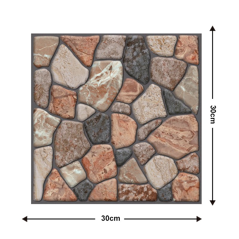 YIWU QIYE Self adhesive wallpaper brown stone brick wallpaper fireplace kitchen splash proof sticker