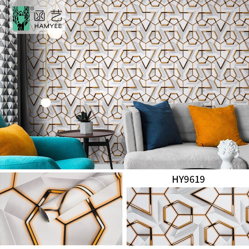 Customized 3D three-dimensional geometric wallpaper KTV hair salon background wall papel rollo papel tapiz autoadhesivo pared
