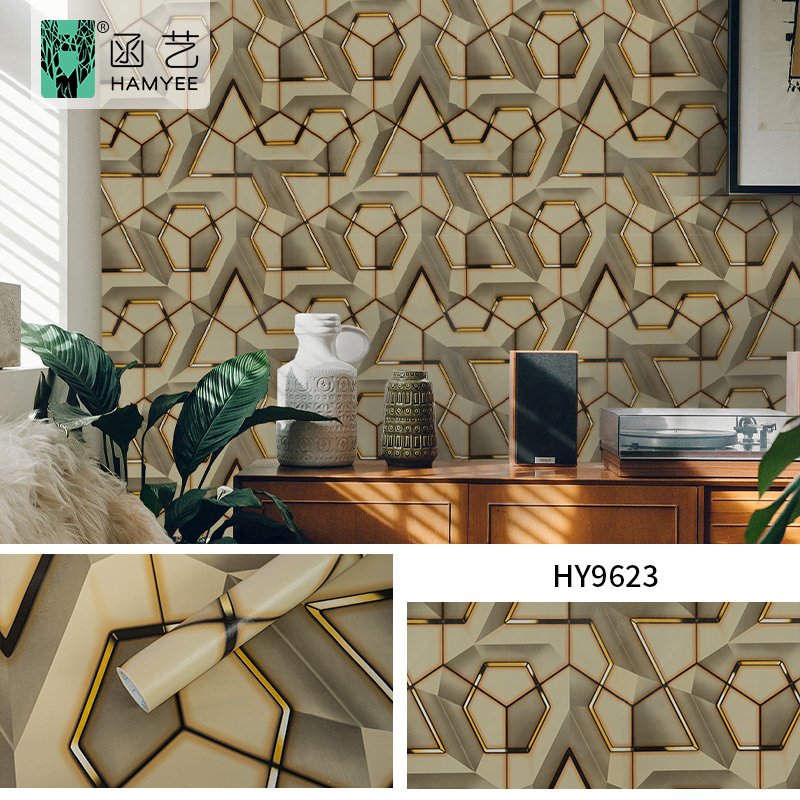 Customized 3D three-dimensional geometric wallpaper KTV hair salon background wall papel rollo papel tapiz autoadhesivo pared
