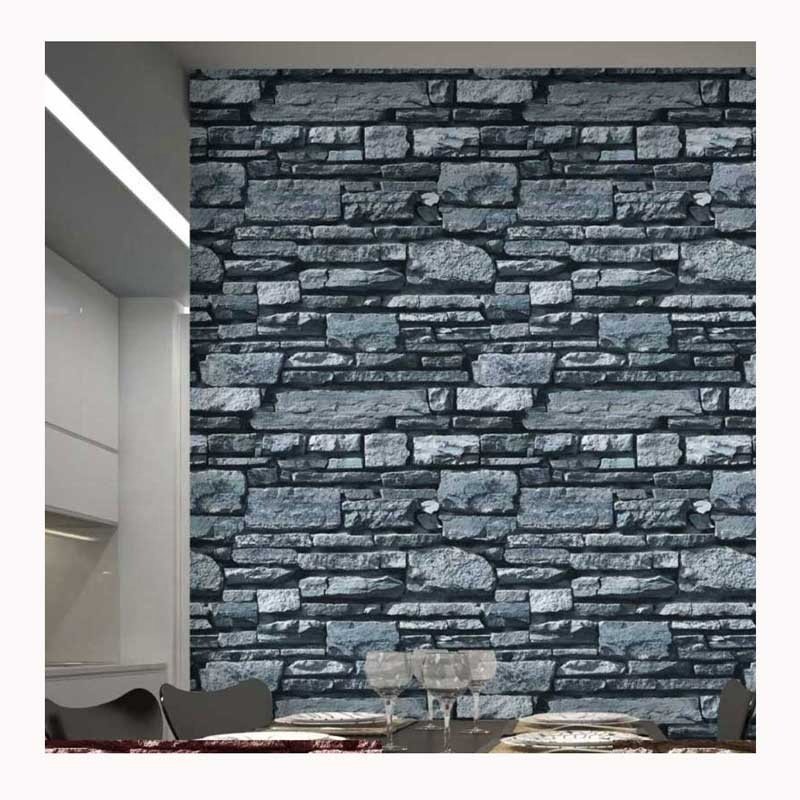 Hot Selling 3D Dark Brick PVC Textured Wall Paper Home Livingroom Decoration Modern Vinyl Coated Wallpaper
