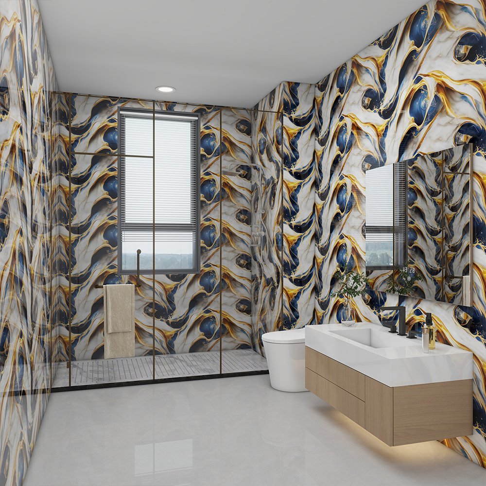 3D Foam Wallpaper Roll Modern Geometric 3D Wall Paper PVC Material Home Decoration for Bathroom Waterproof for Apartment
