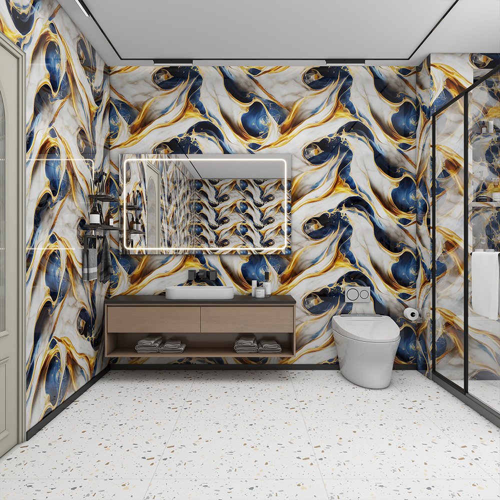 3D Foam Wallpaper Roll Modern Geometric 3D Wall Paper PVC Material Home Decoration for Bathroom Waterproof for Apartment