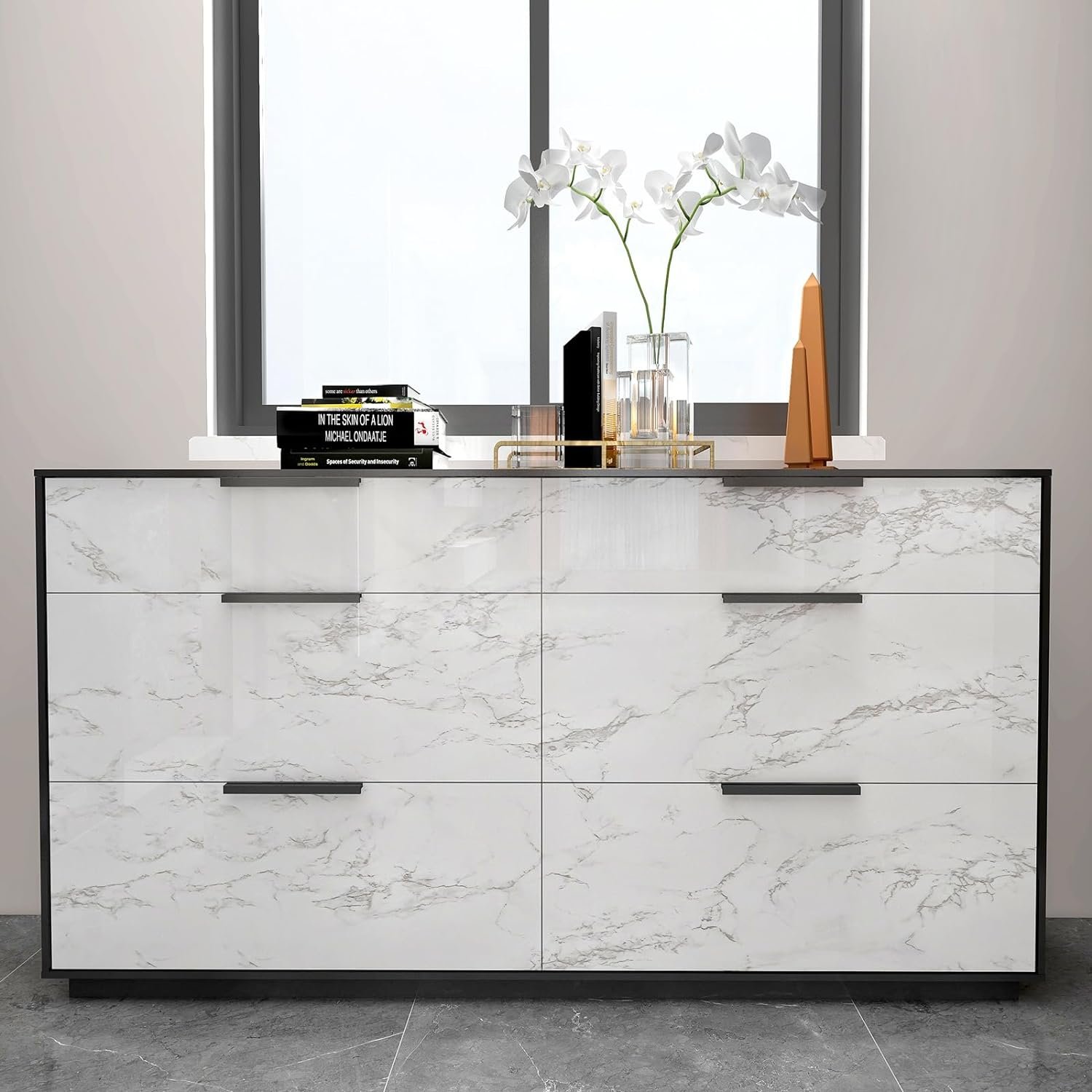 ORON DECO DIY Vinyl Marble Sticker Glossy Peel Stick Wallpaper Self Adhesive & Waterproof Modern Design Style for Kitchen Decor