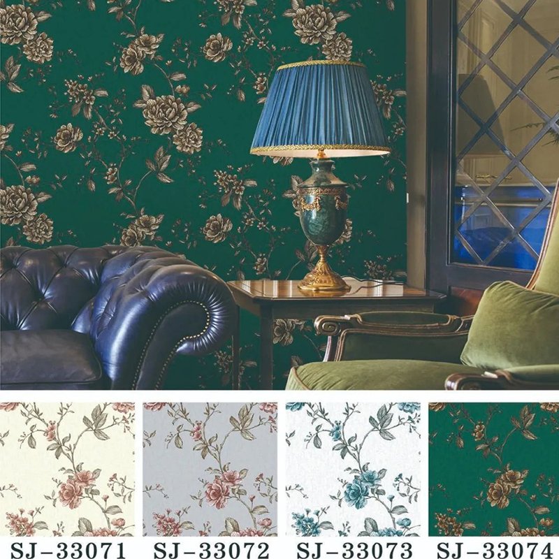 Luxury European Damascus PVC TV Background Bedroom Wallpaper