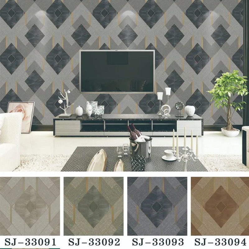 Luxury European Damascus PVC TV Background Bedroom Wallpaper