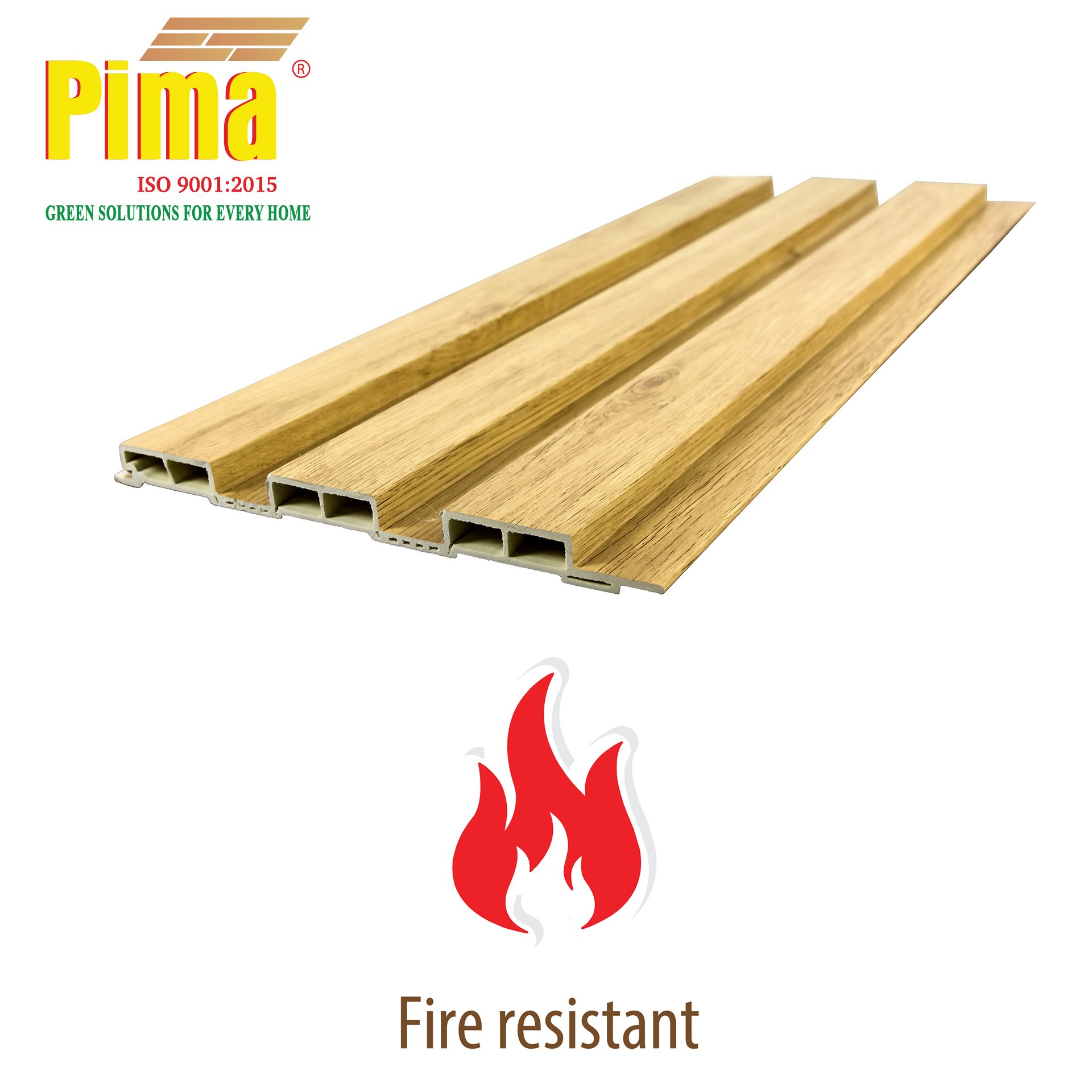 Premium Wood Stone grain Waterproof Fire Resistant WPC slat Wall Panel for Apartment Decoration (Pima)