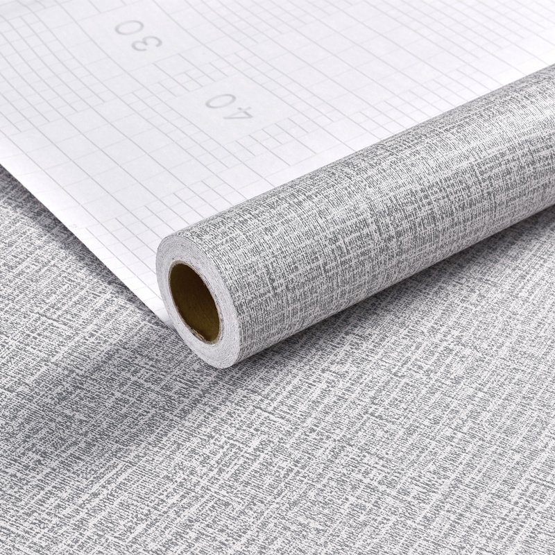 Modern Design Self-Adhesive 3D Hessian Textile Pattern Wallpaper Light Grey Decorative Wall Sticker Bedroom Waterproof Stock US