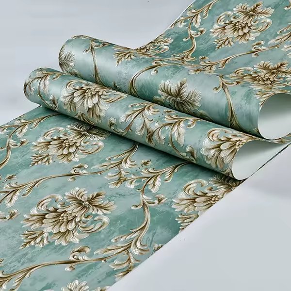 Luxury Retro Embossed 3D Damascus Flower Wallpaper Roll Waterproof Peel and Stick for Bedroom Home Decoration