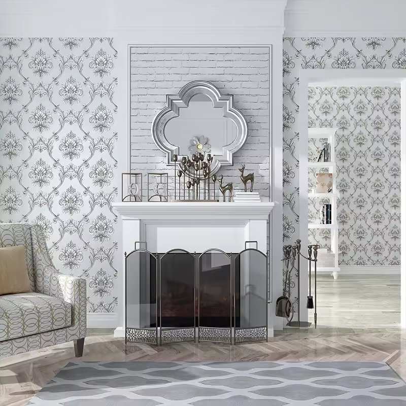 Luxury Retro Embossed 3D Damascus Flower Wallpaper Roll Waterproof Peel and Stick for Bedroom Home Decoration