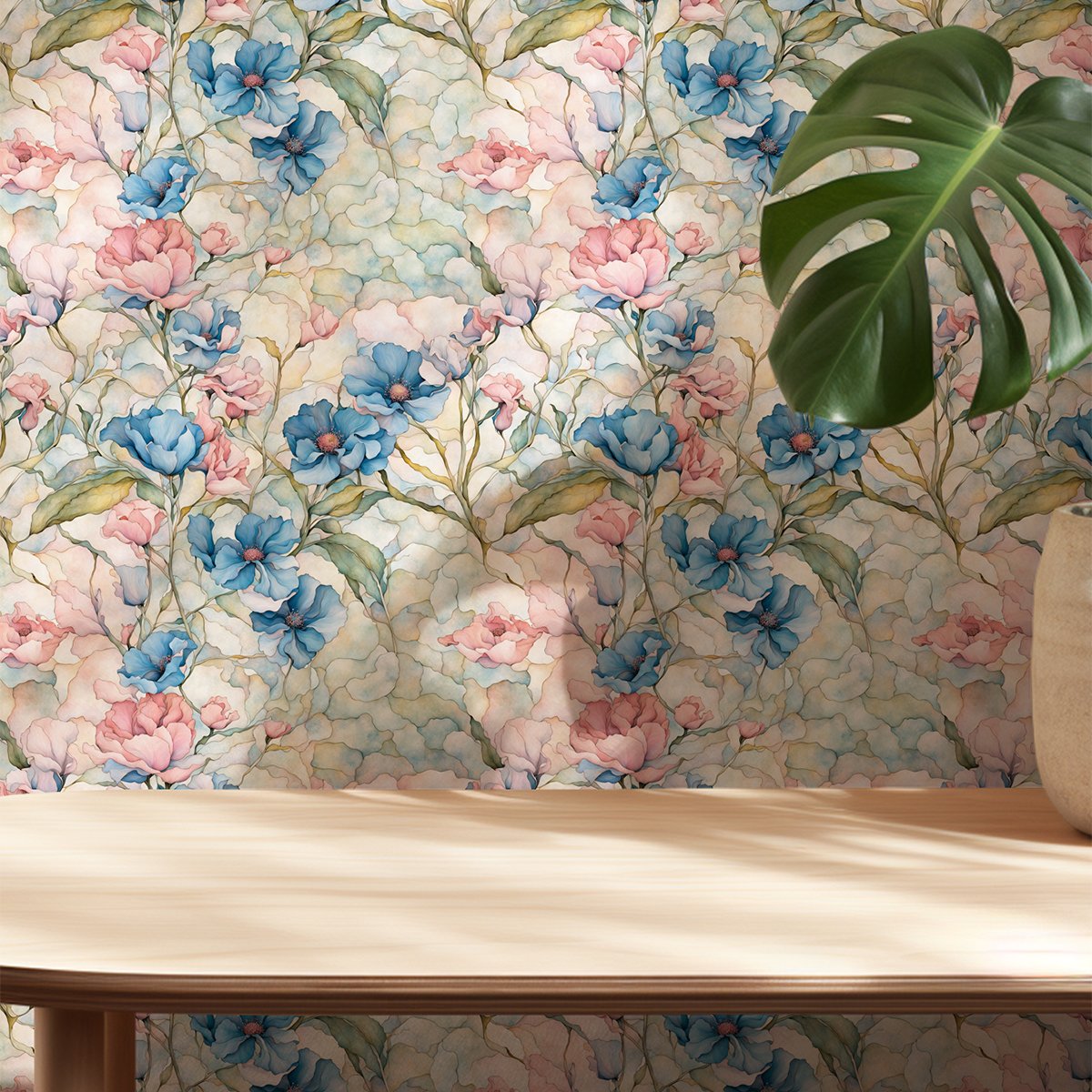 Flower renovation wallpaper self-adhesive bedroom waterproof living room wallpaper retro wall sticker self-adhesive