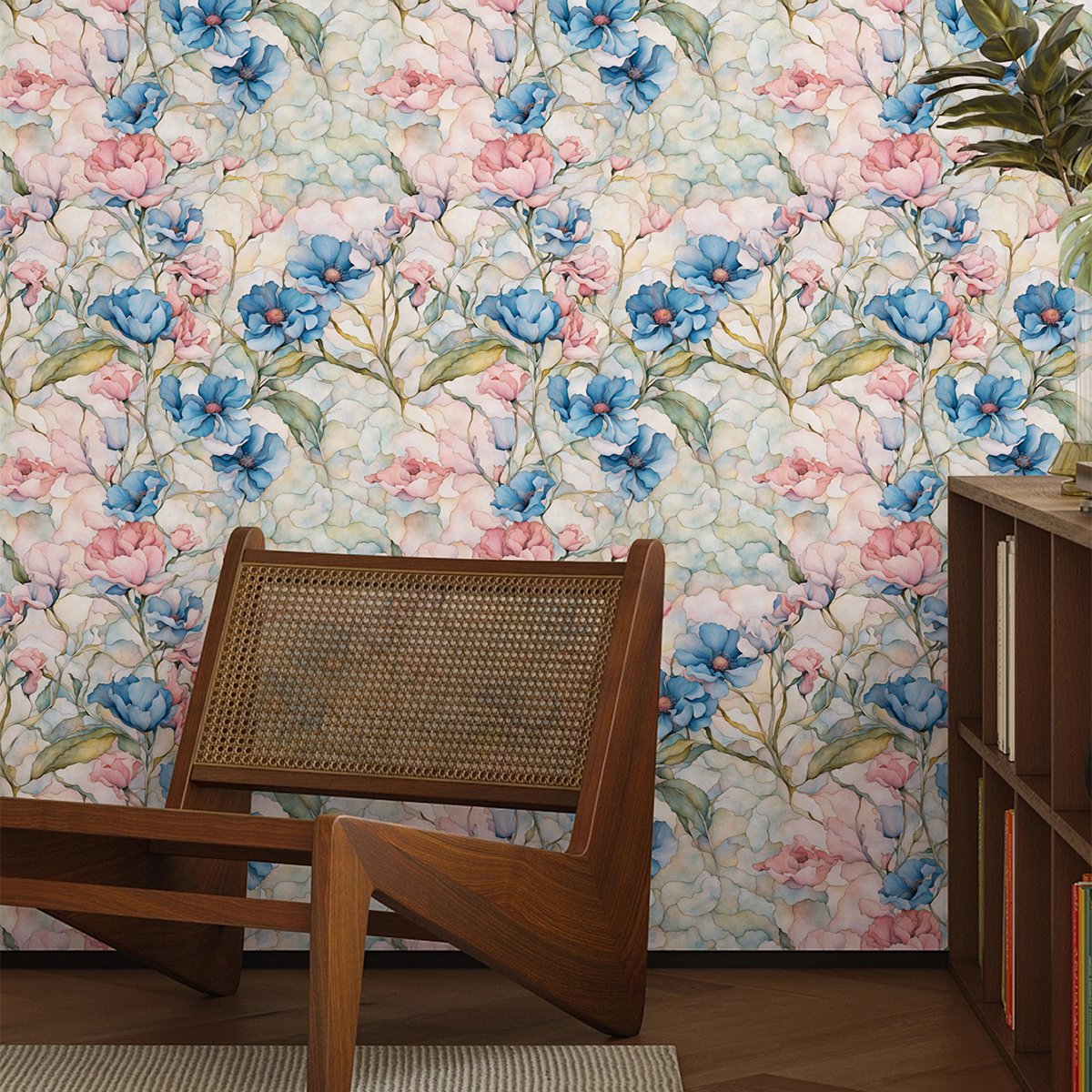 Flower renovation wallpaper self-adhesive bedroom waterproof living room wallpaper retro wall sticker self-adhesive