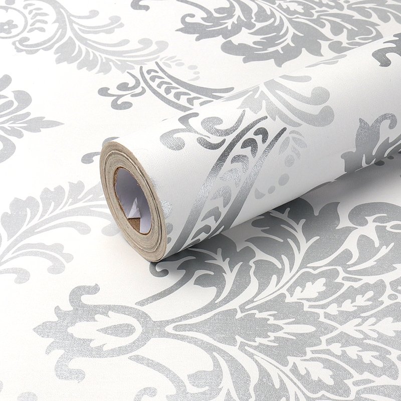 grey self adhesive wall paper roll pvc waterproof home decoration for kids bedroom waterproof flower wallpaper