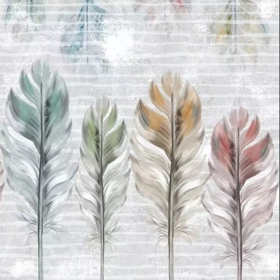 Romantic artistic colorful peacock feather design custom size fabric high-end wall mural