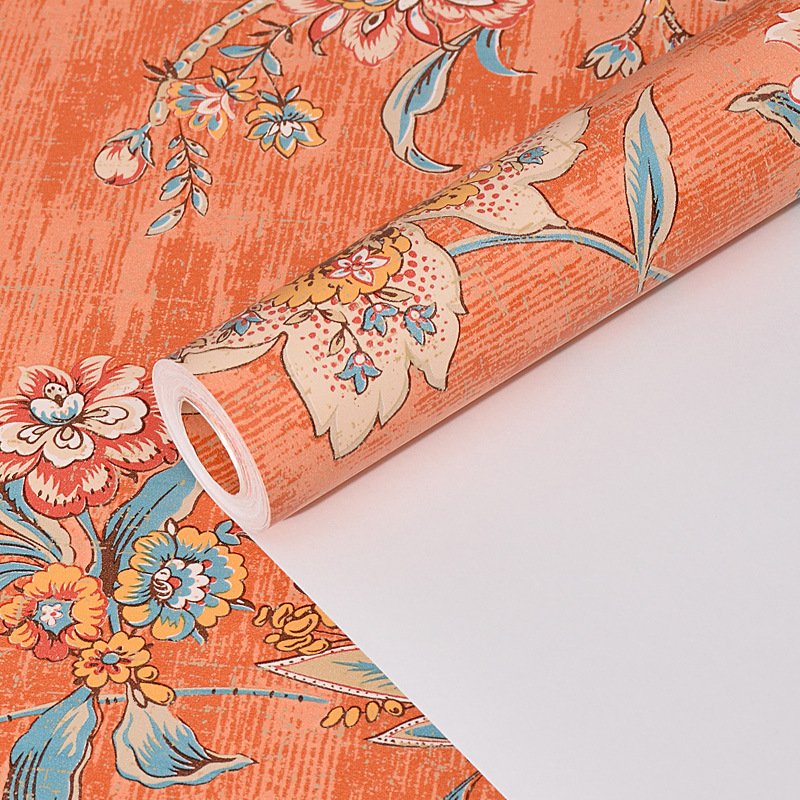 european wallpaper rolls flower textured wall panels sticker Orange-red glue brushing home decor design ect buy 53cm*10m