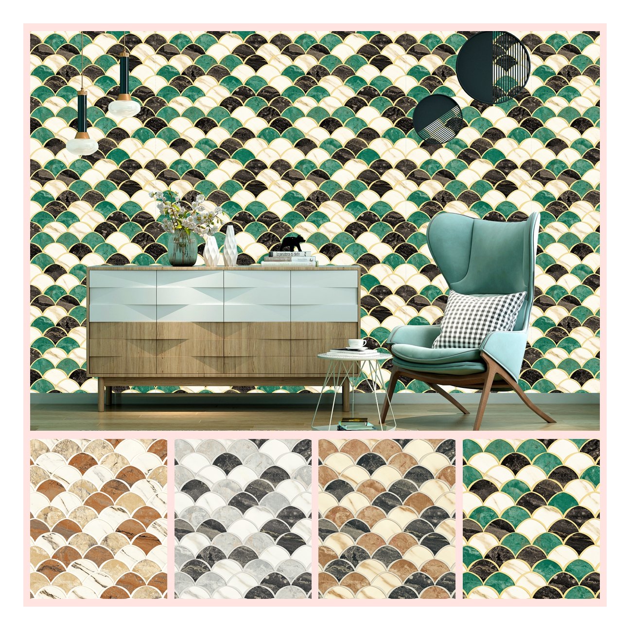 The popular 3D PVC wallpaper geometric household wallpaper home decor rolls