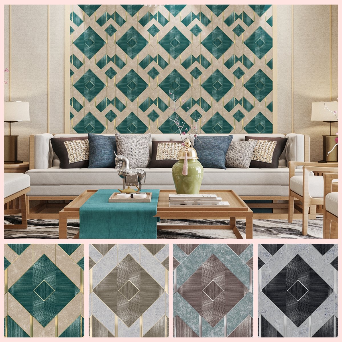 The popular 3D PVC wallpaper geometric household wallpaper home decor rolls