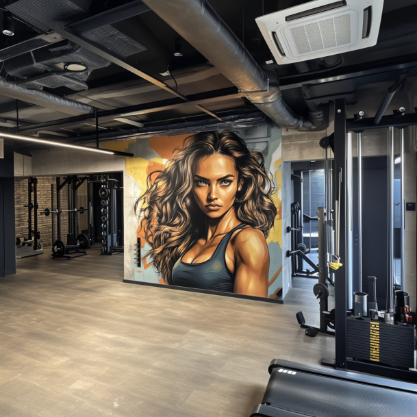 Hot Sale Cheap Gym Wallpaper Fit Female Fitness Wall Decoration Wall Murals Wholesale Design
