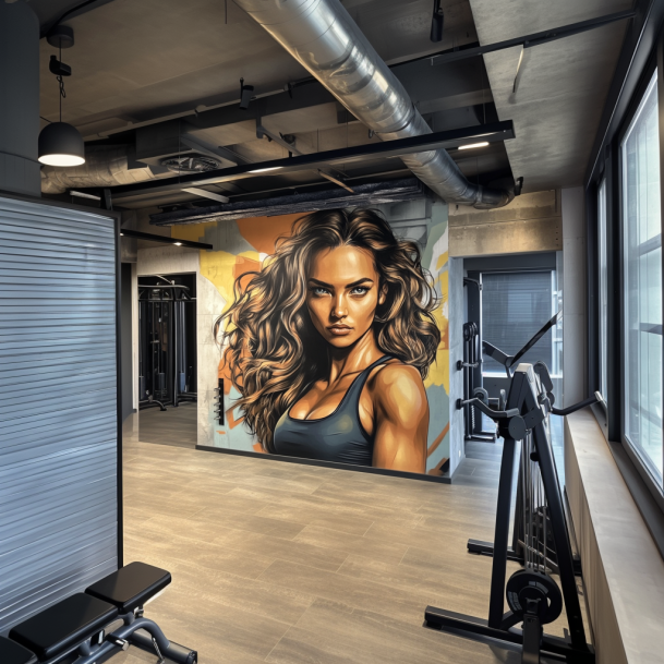 Hot Sale Cheap Gym Wallpaper Fit Female Fitness Wall Decoration Wall Murals Wholesale Design