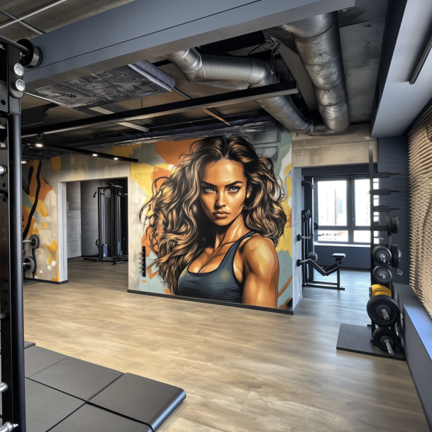 Hot Sale Cheap Gym Wallpaper Fit Female Fitness Wall Decoration Wall Murals Wholesale Design