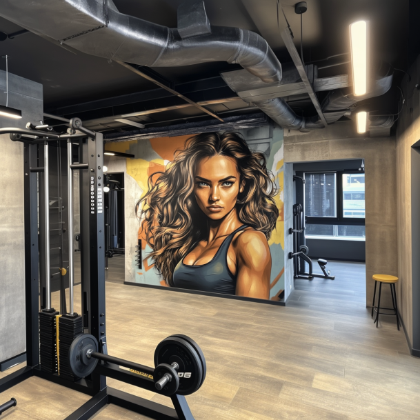 Hot Sale Cheap Gym Wallpaper Fit Female Fitness Wall Decoration Wall Murals Wholesale Design