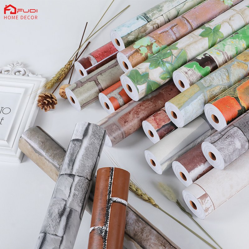 Hot selling 3d self adhesive natural brick wallpaper for bedroom