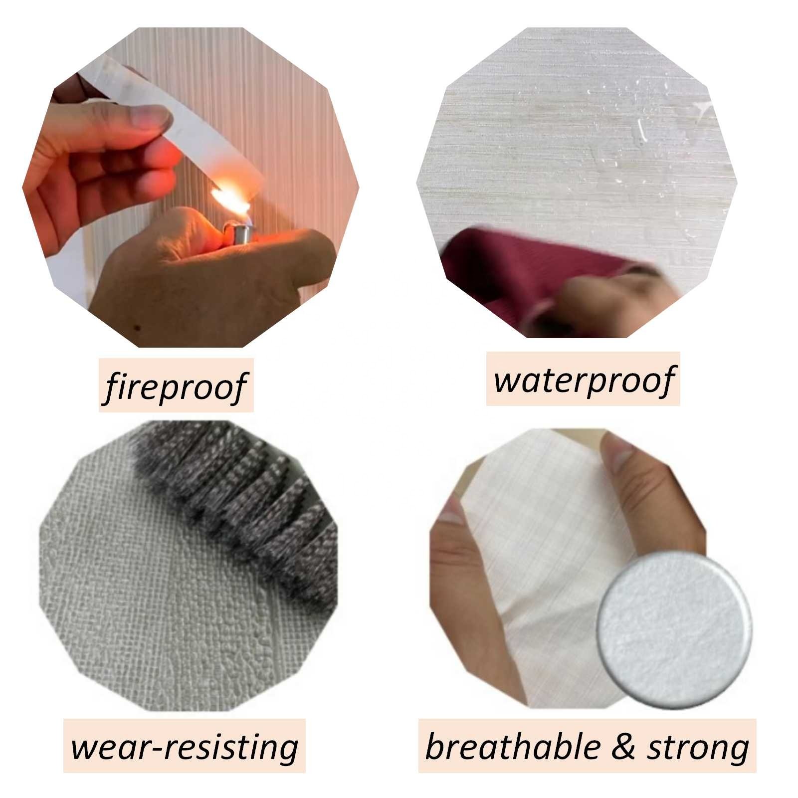 Modern Waterproof PVC Vinyl Wallpaper Fire-Proof Fabric Backed Wall Covering for Hotel and Household Decoration