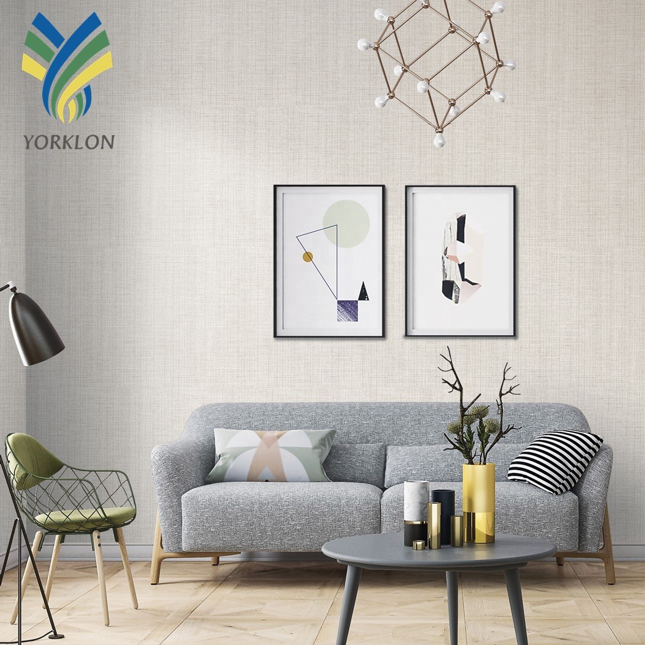 Modern Waterproof PVC Vinyl Wallpaper Fire-Proof Fabric Backed Wall Covering for Hotel and Household Decoration
