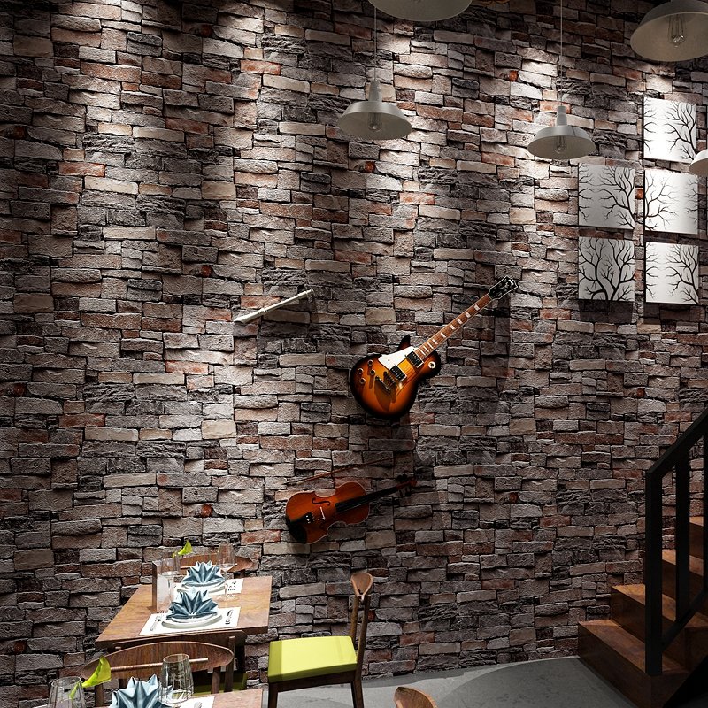 Modern simple 3D Retro Red brick wallpaper living room dining room clothing store fashion retro classic brick wallpaper