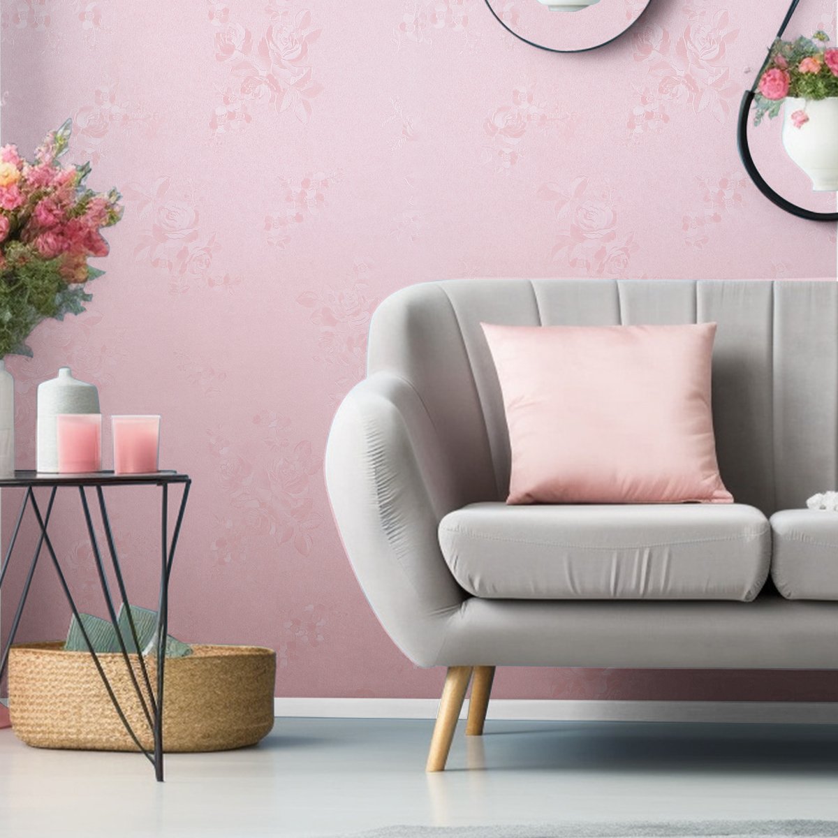 Self adhesive waterproof and anti fouling retro frosted solid color rose series background decoration wallpaper, home wallpaper