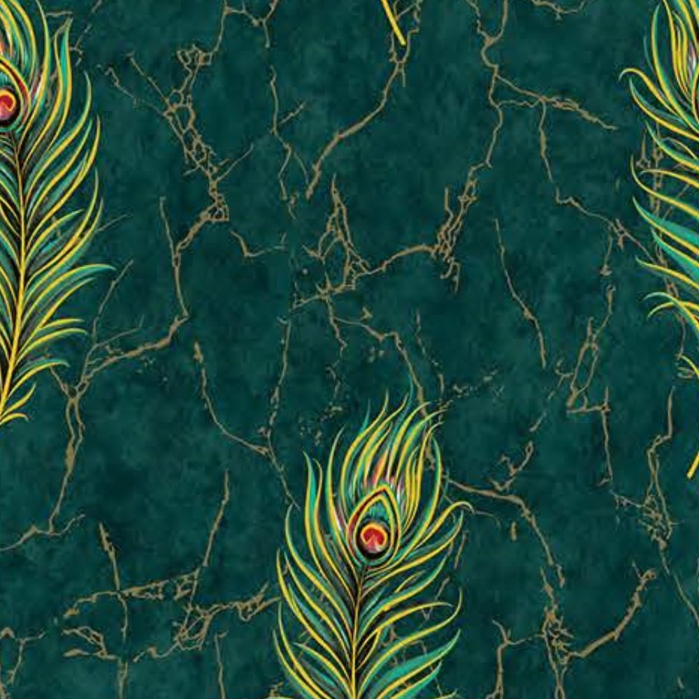 2024 simulation feather green and yellow 3d wall mural luxury home and bathroom interior decoration wallpaper