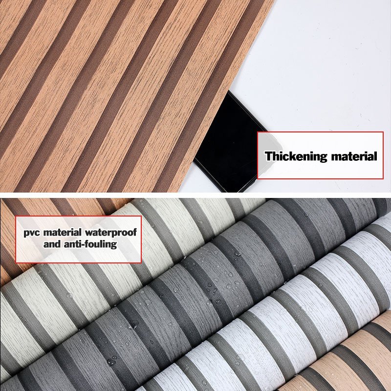 2024new hot striped wood texture wallpaper self adhesive wall paper for home decoration furniture covering