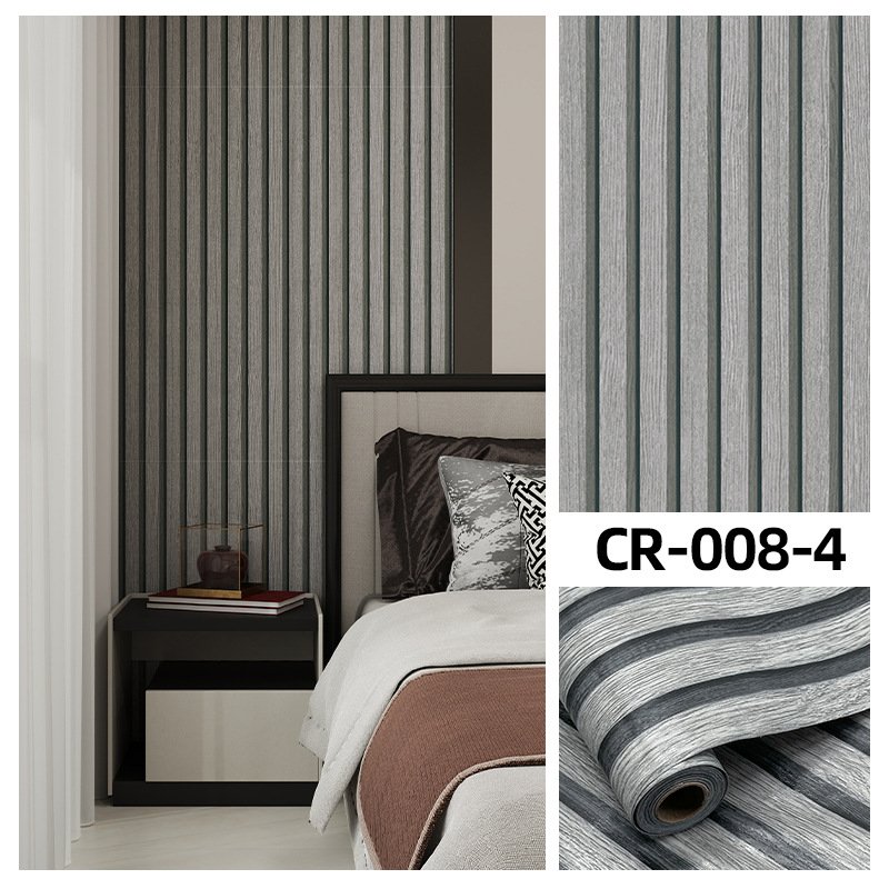 2024new hot striped wood texture wallpaper self adhesive wall paper for home decoration furniture covering