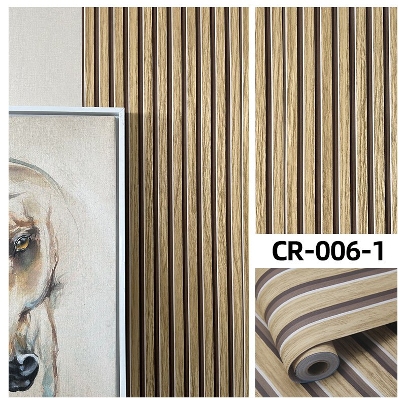 2024new hot striped wood texture wallpaper self adhesive wall paper for home decoration furniture covering