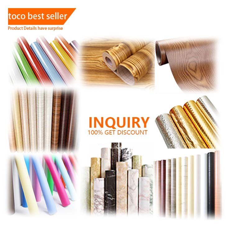 TOCO Kitchen Cabinet Wrap Self Adhesive Wallpaper Wall Paper Furniture Sticker Vinyl Wood Grain PVC Film