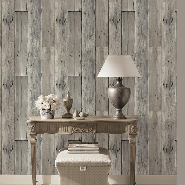 Woods Textured Wallpaper Roll Gray Wood Panel Home Room Wallpaper20.8"*394"