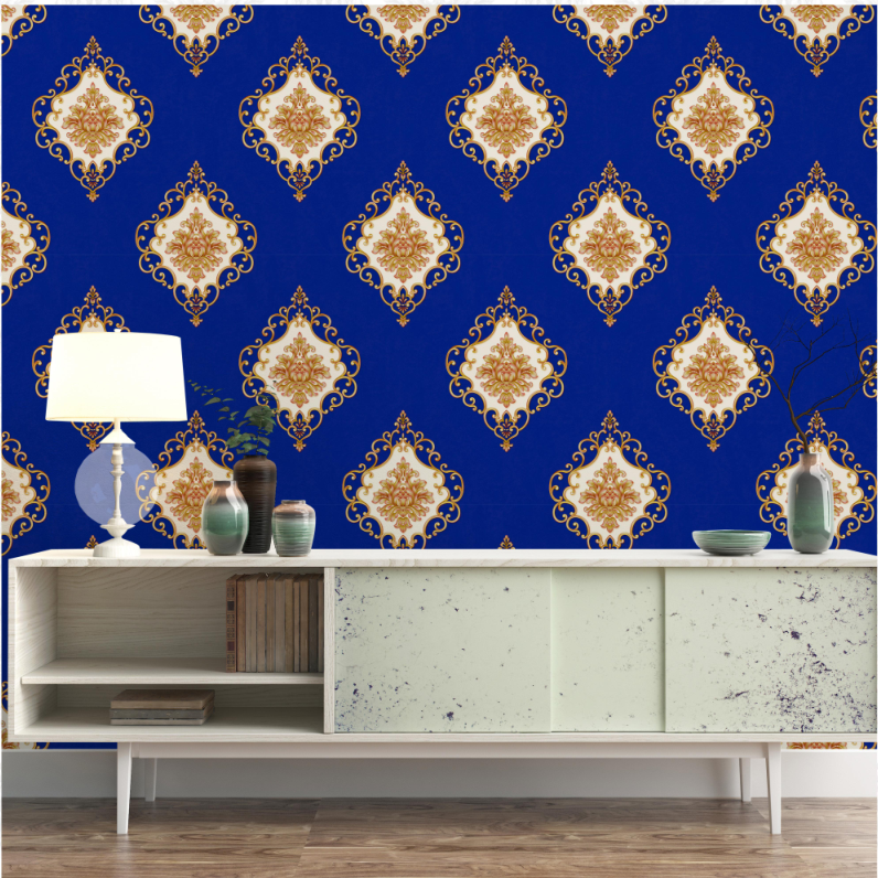 2021 new designs 3d damask wallpaper rolls, low price graphics wallpaper home