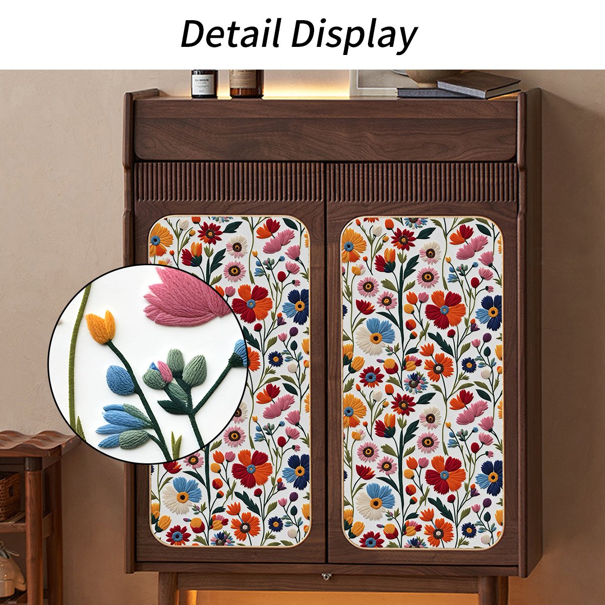 Factory customized easy to cut multifunctional home decoration daisy embroidery self-adhesive wallpaper stickers