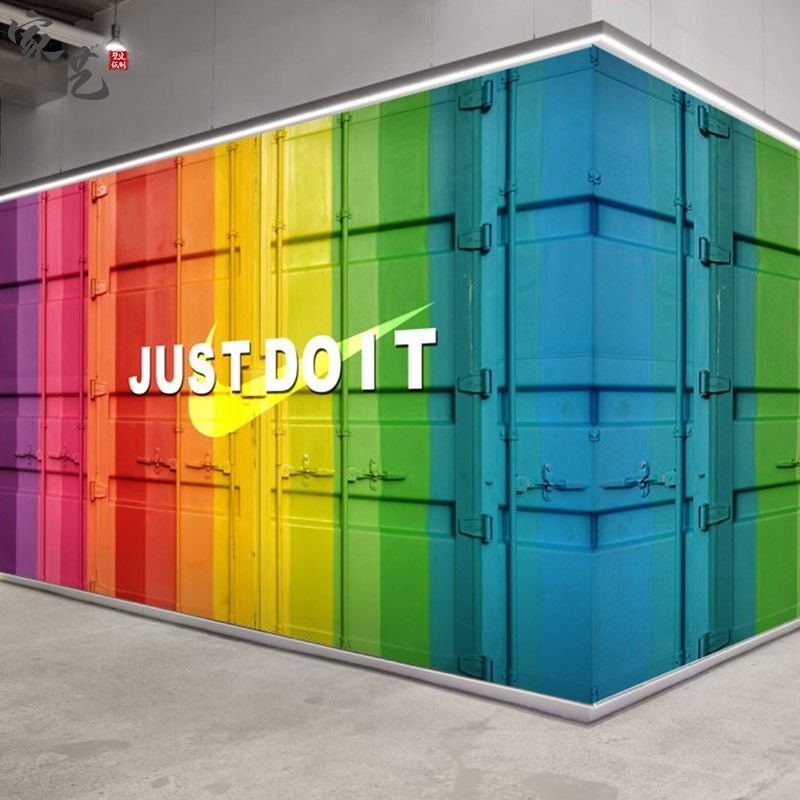 Industrial Wind Container Wallpaper Gym Live Room Background Net Red Dance Studio Punch Card Photo Snack Shop Wallpaper