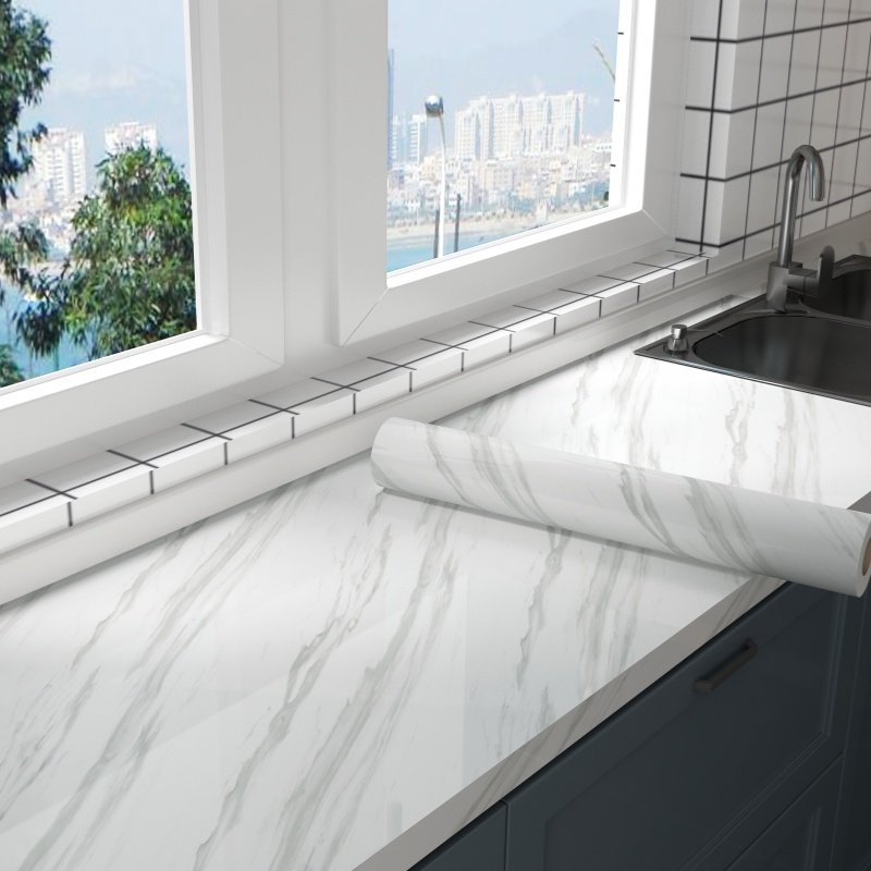 3D Easy to Stick Strong Stickiness Wallpaper Oil-proof Home Decoration Renovation Nature Marble Style Wallsticker for Apartment